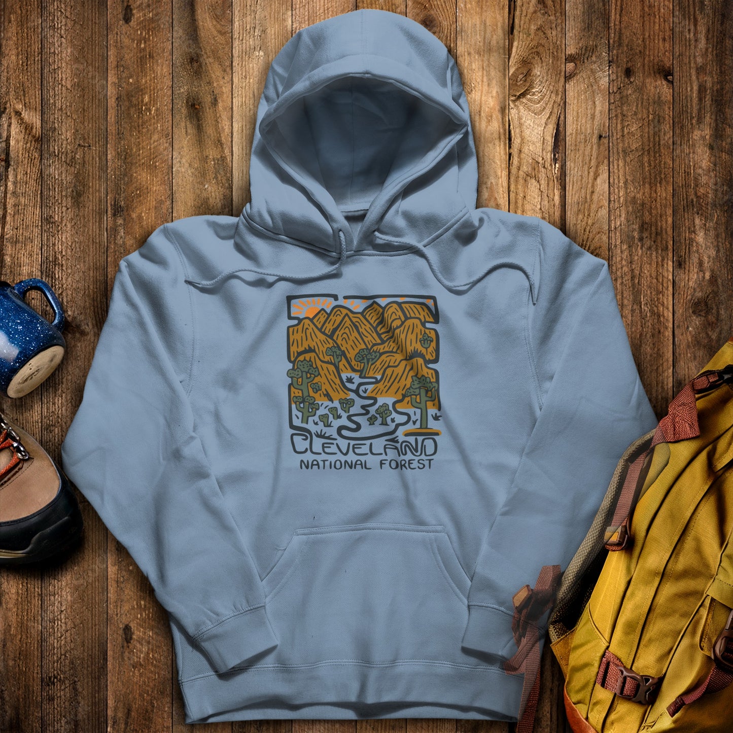 Cleveland National Forest Hoodie Stone Blue Adventure and Outdoors Themed Hoodie