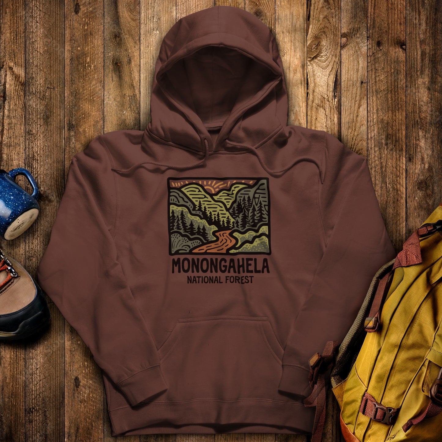 Monongahela National Forest Hoodie Cocoa Adventure and Outdoors Themed Hoodie