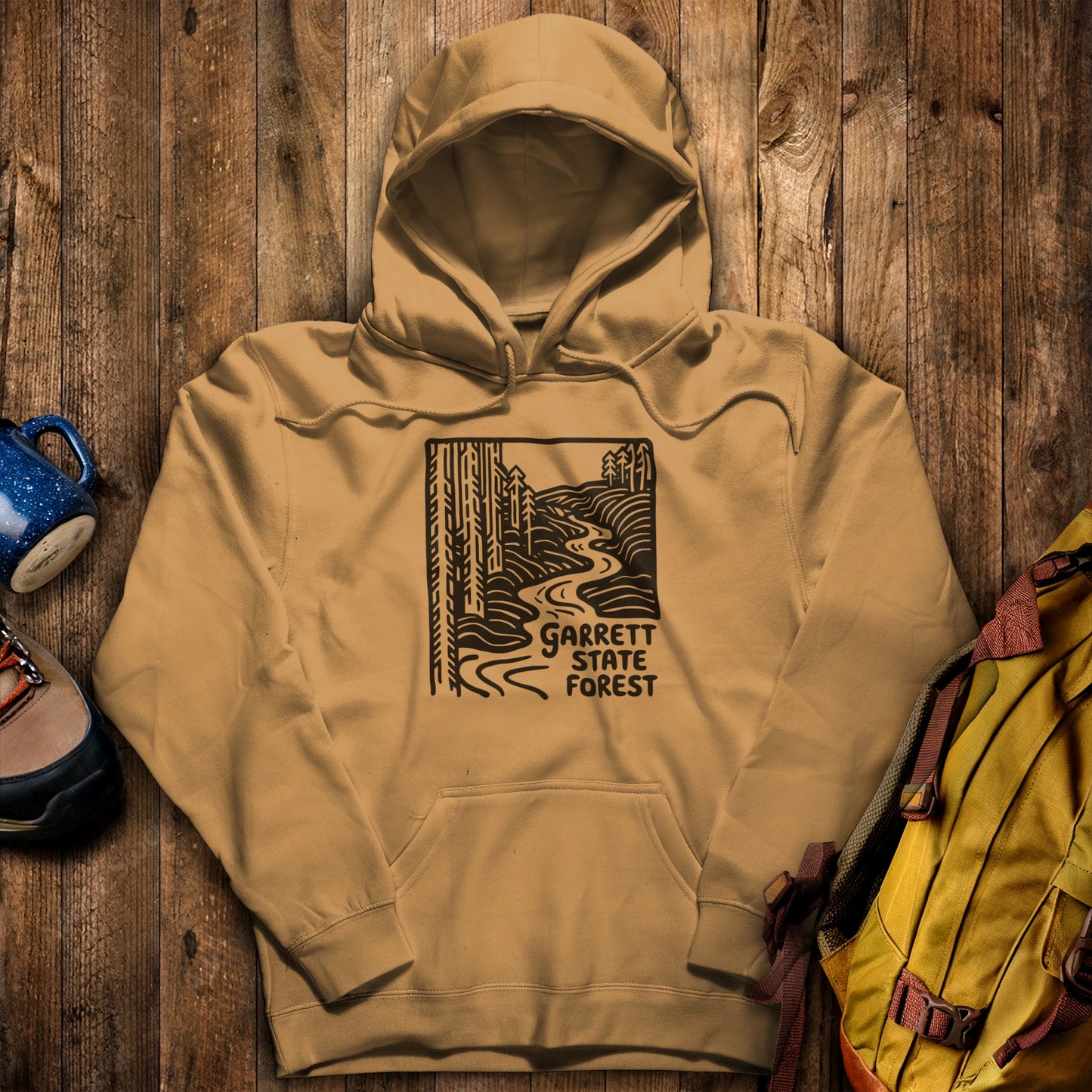 Garrett State Forest Hoodie Mustard Adventure and Outdoors Themed Hoodie