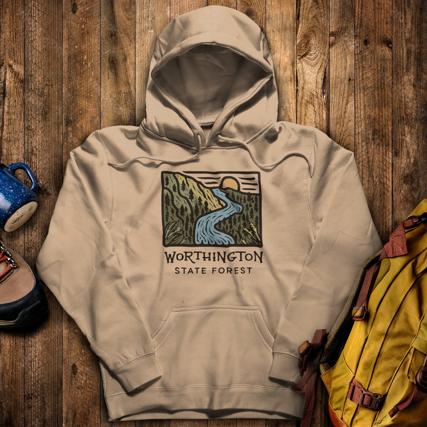 Worthington State Forest Hoodie Sand Adventure and Outdoors Themed Hoodie