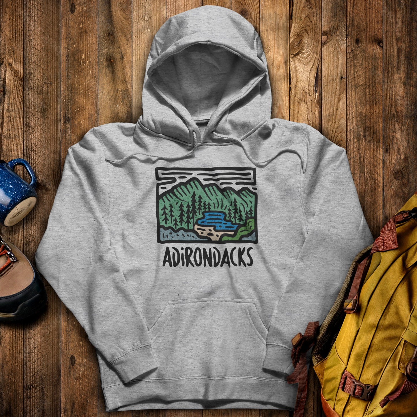 Adirondack Mountains Hoodie Sport Grey Adventure and Outdoors Themed Hoodie