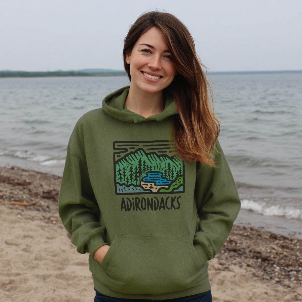 Adirondack Mountains Hoodie Adventure and Outdoors Themed Hoodie