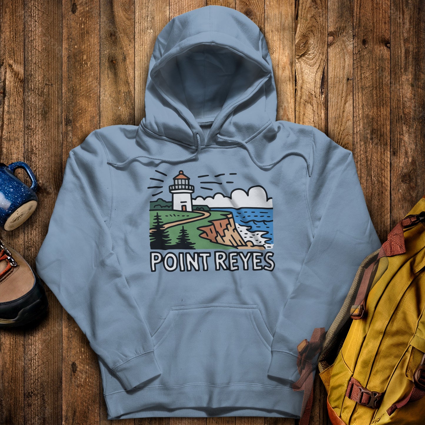 Point Reyes National Seashore Hoodie Stone Blue Adventure and Outdoors Themed Hoodie