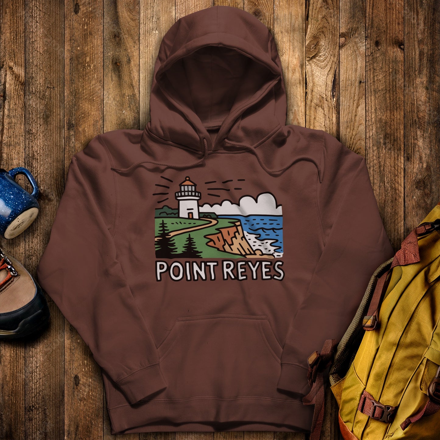 Point Reyes National Seashore Hoodie Cocoa Adventure and Outdoors Themed Hoodie