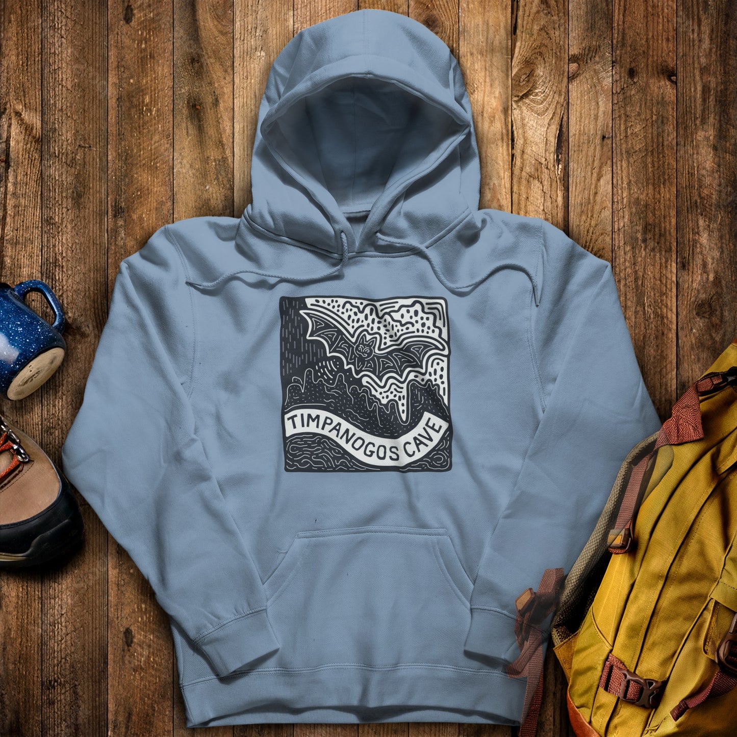 Timpanogos Cave Hoodie Stone Blue Adventure and Outdoors Themed Hoodie