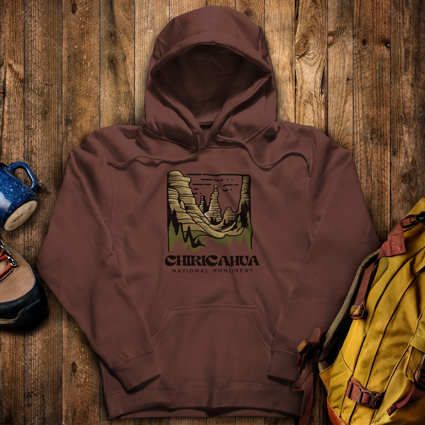 Chiricahua National Monument Hoodie Cocoa Adventure and Outdoors Themed Hoodie