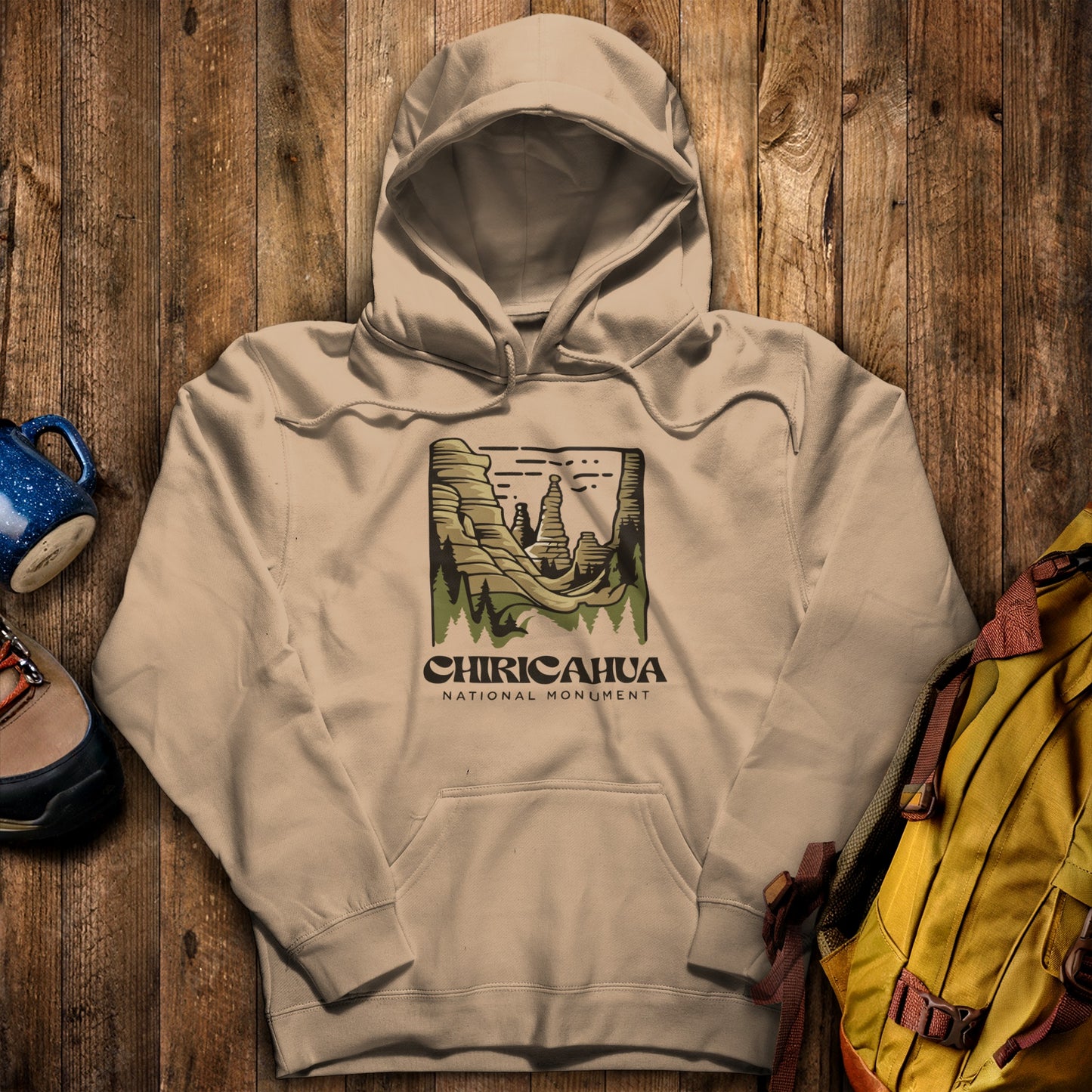 Chiricahua National Monument Hoodie Sand Adventure and Outdoors Themed Hoodie