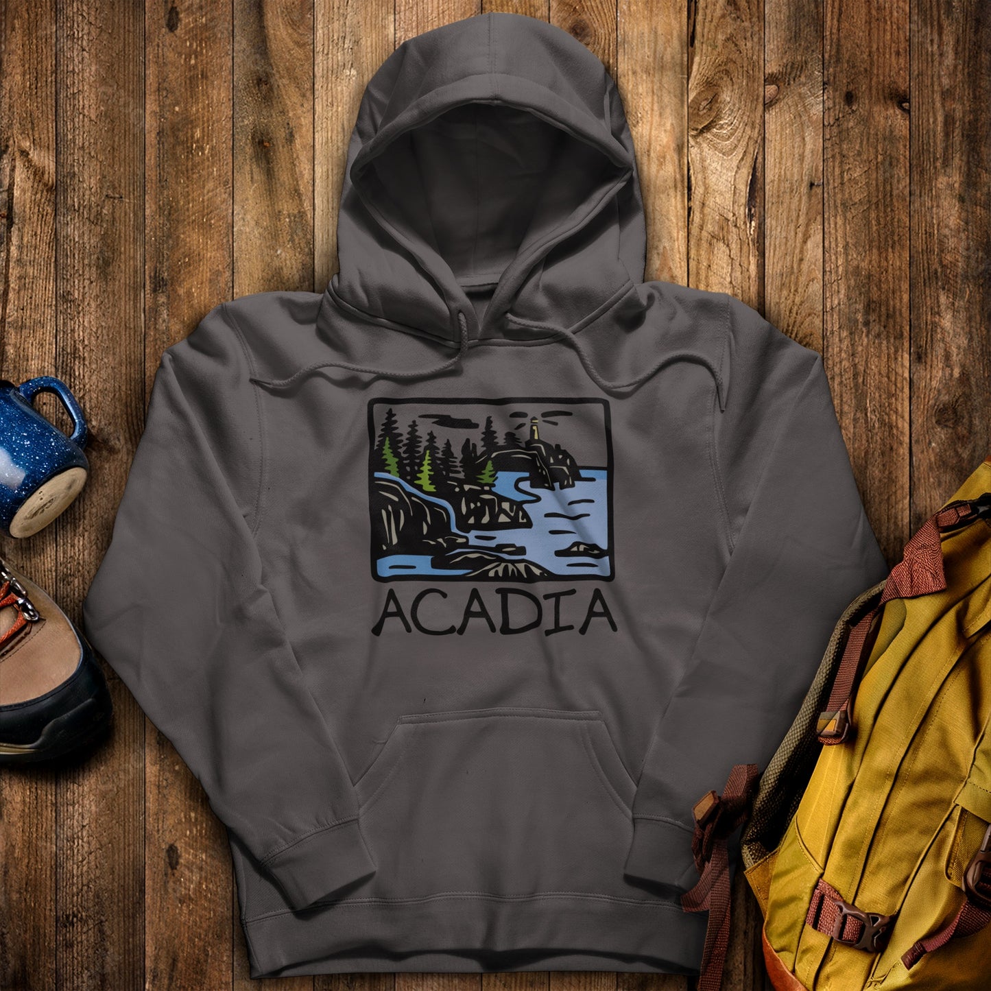 Acadia National Park Hoodie Charcoal Adventure and Outdoors Themed Hoodie