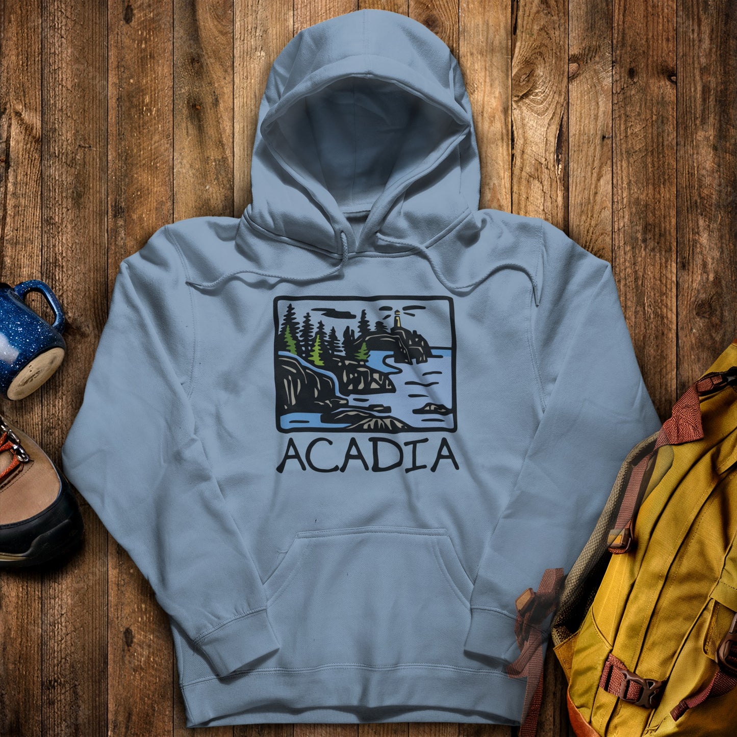 Acadia National Park Hoodie Stone Blue Adventure and Outdoors Themed Hoodie