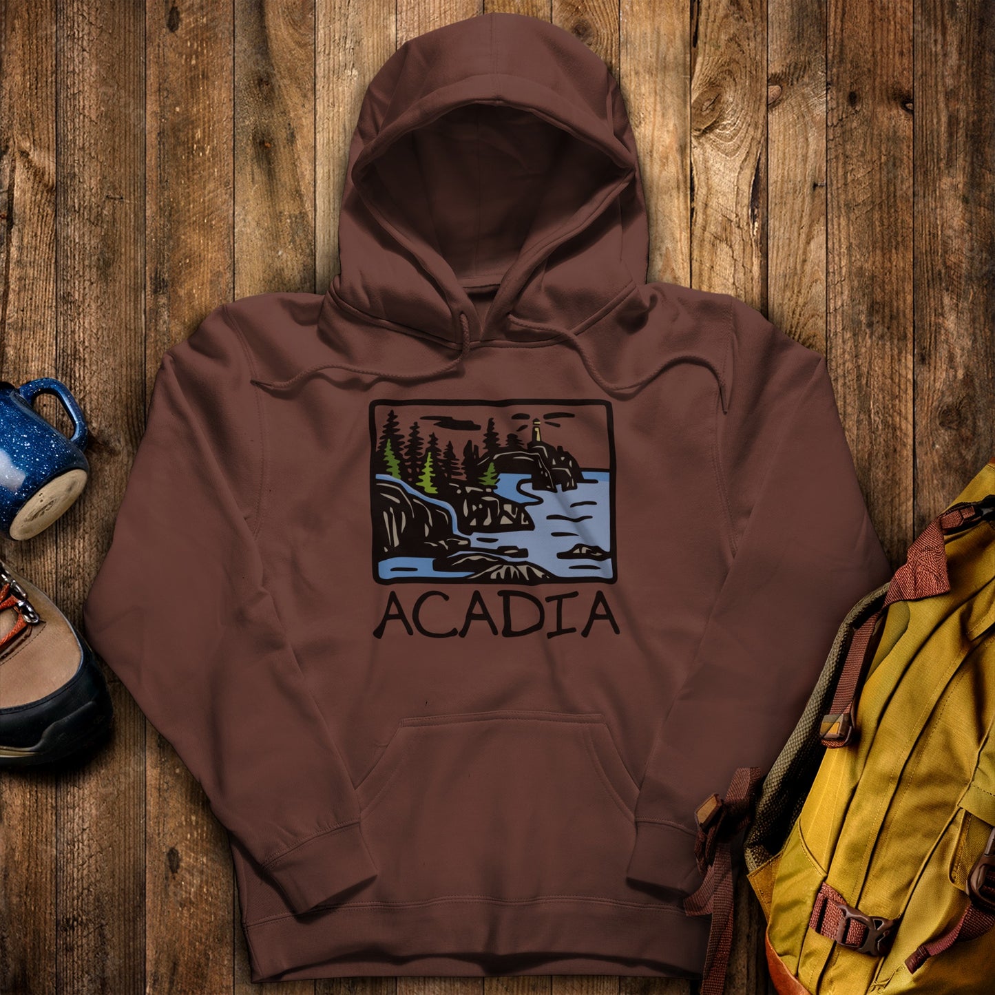 Acadia National Park Hoodie Cocoa Adventure and Outdoors Themed Hoodie