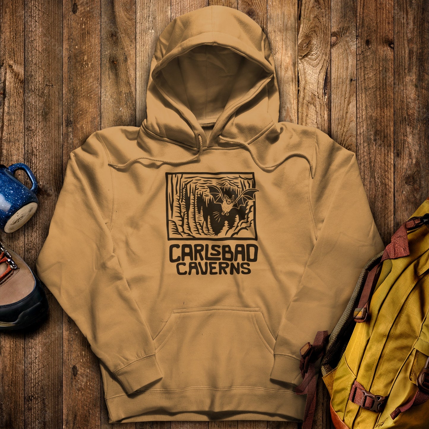 Carlsbad Caverns National Park Hoodie Mustard Adventure and Outdoors Themed Hoodie