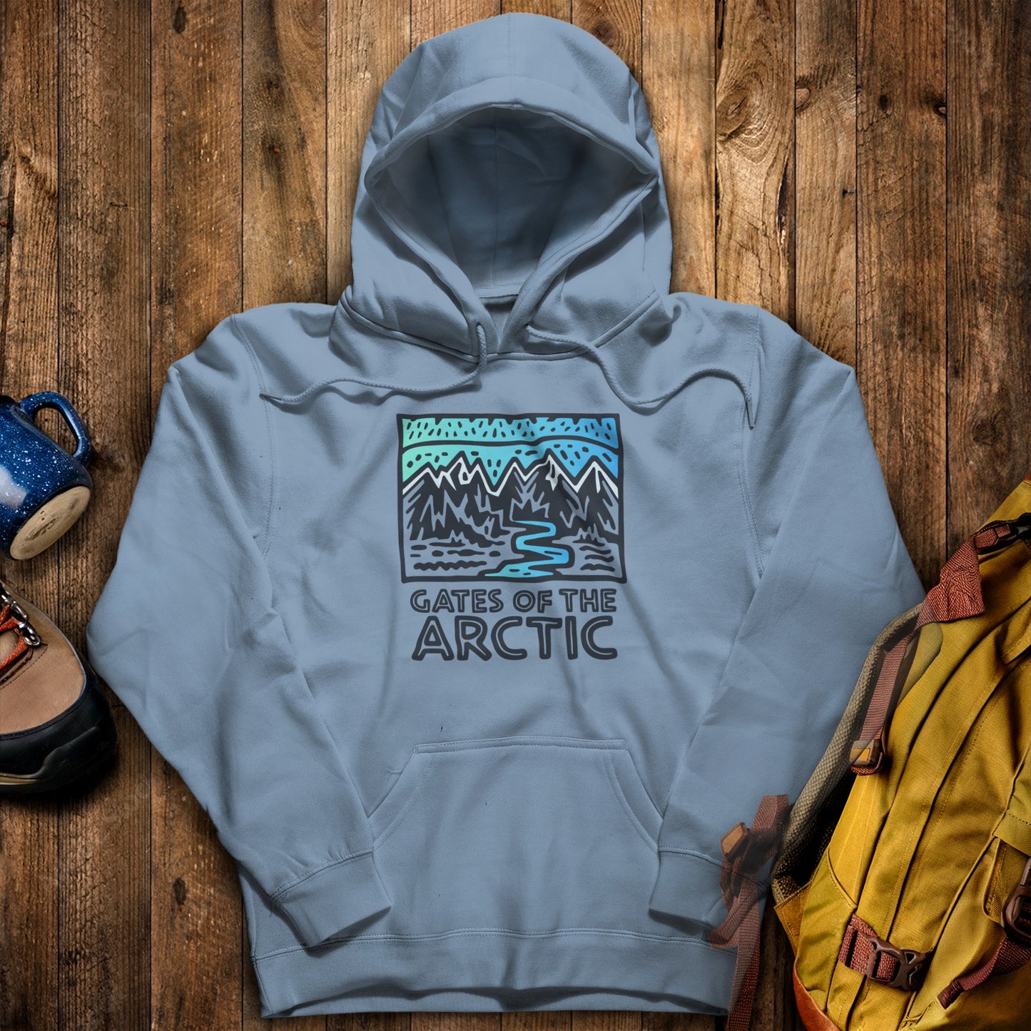 Gates of the Artic National Park Hoodie Stone Blue Adventure and Outdoors Themed Hoodie