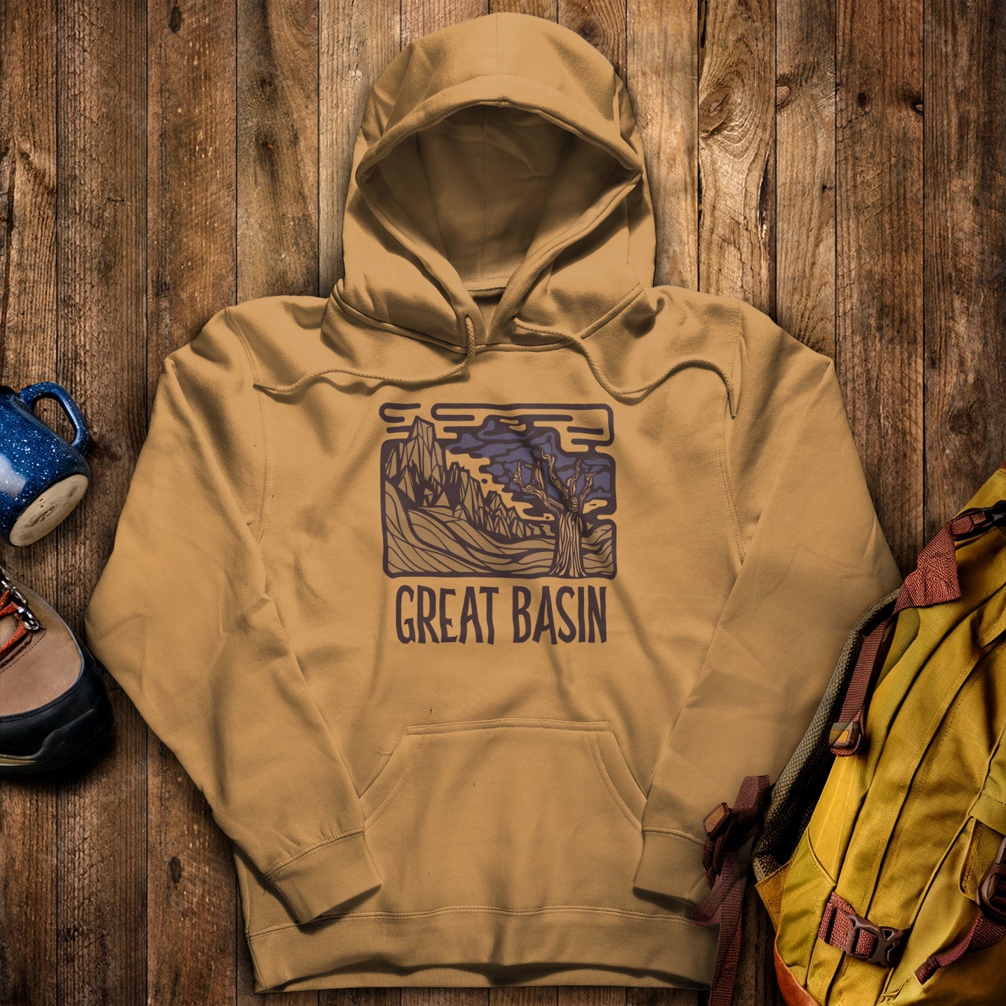 Great Basin National Park Hoodie Mustard Adventure and Outdoors Themed Hoodie