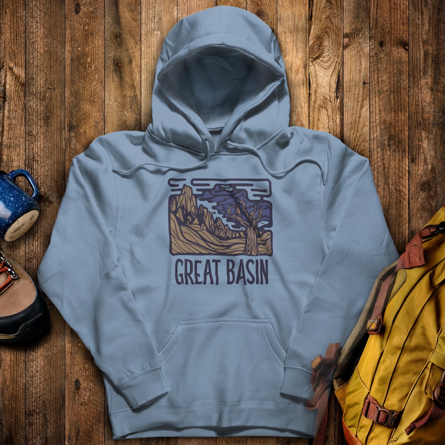 Great Basin National Park Hoodie Stone Blue Adventure and Outdoors Themed Hoodie