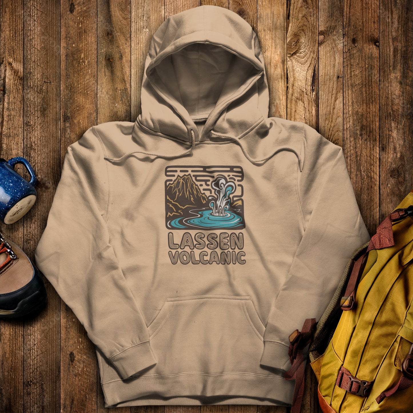 Lassen Volcanic National Park Hoodie Sand Adventure and Outdoors Themed Hoodie