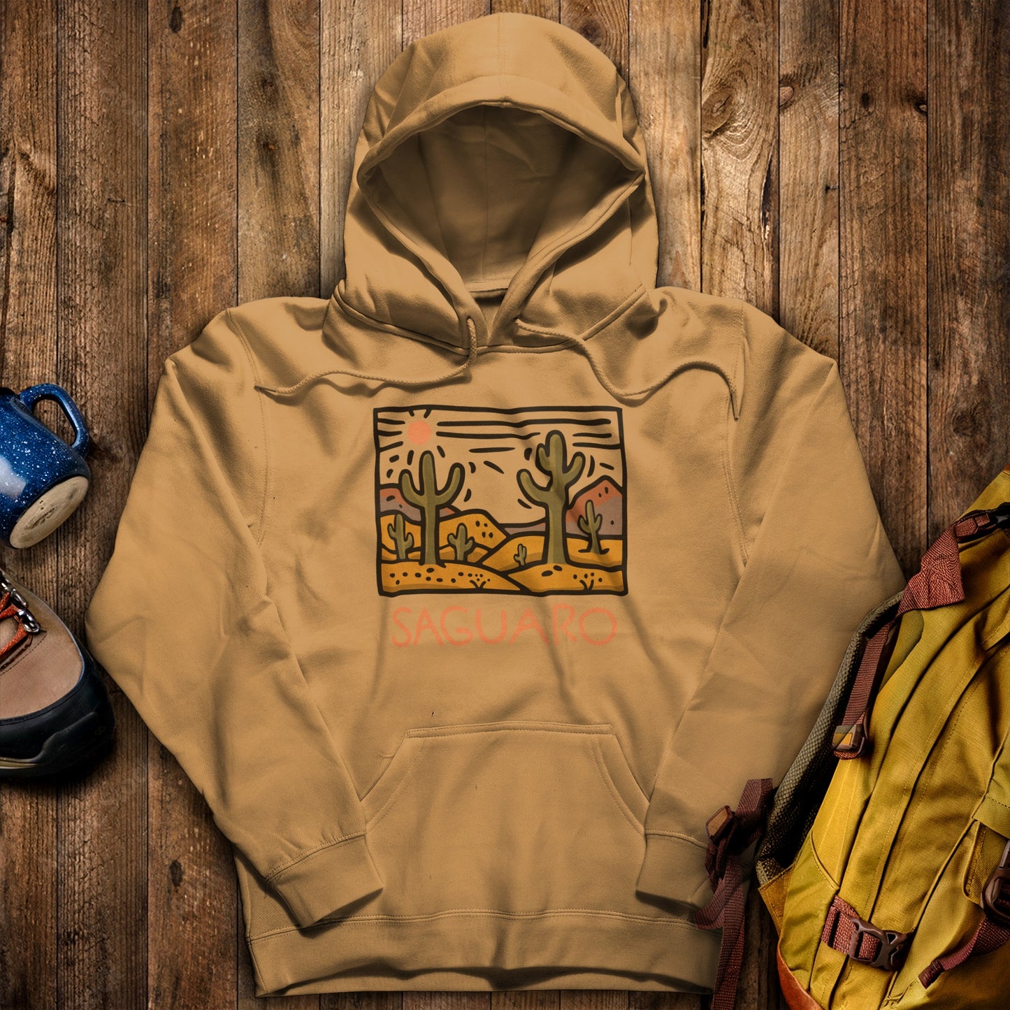 Saguaro National Park Hoodie Mustard Adventure and Outdoors Themed Hoodie
