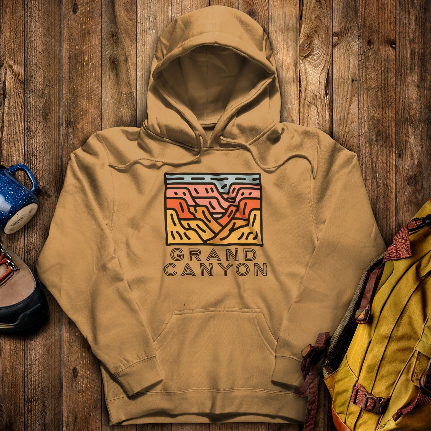 Grand Canyon National Park Hoodie Mustard Adventure and Outdoors Themed Hoodie