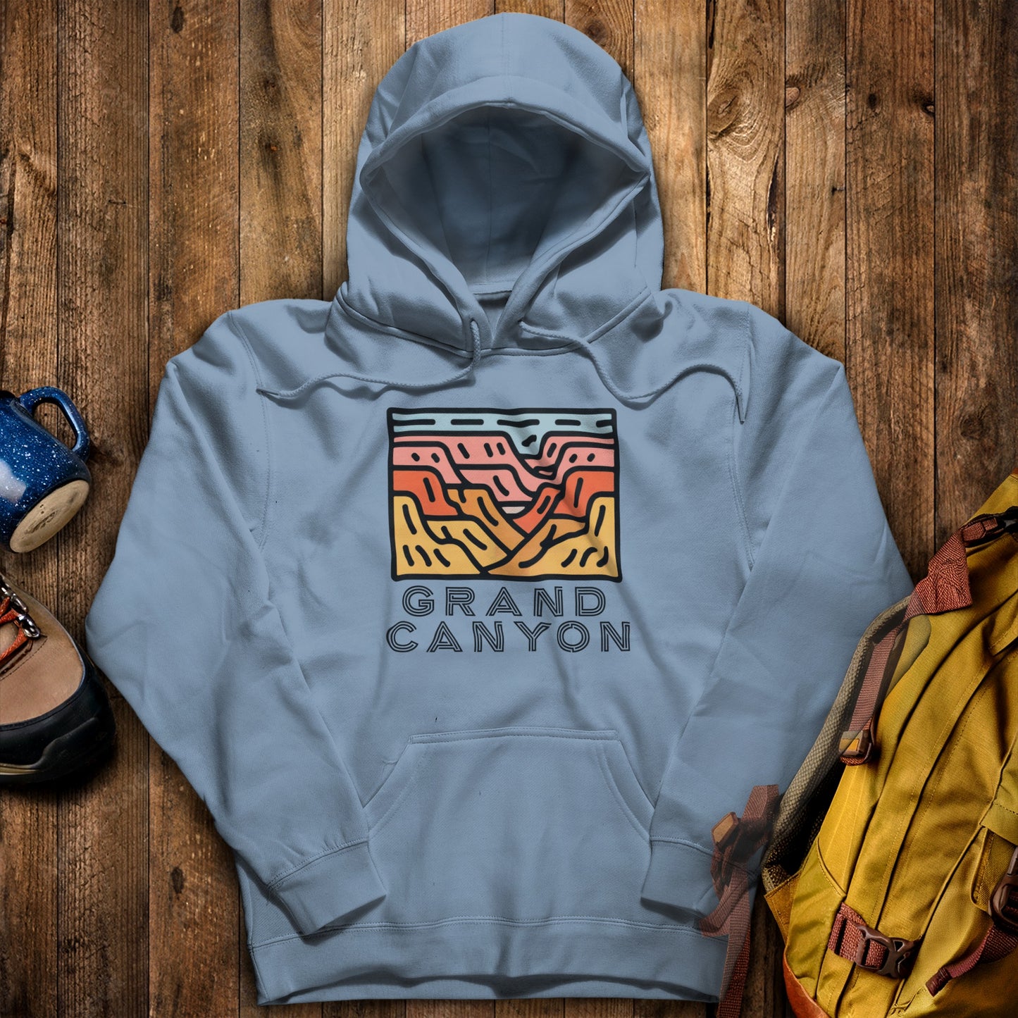 Grand Canyon National Park Hoodie Stone Blue Adventure and Outdoors Themed Hoodie