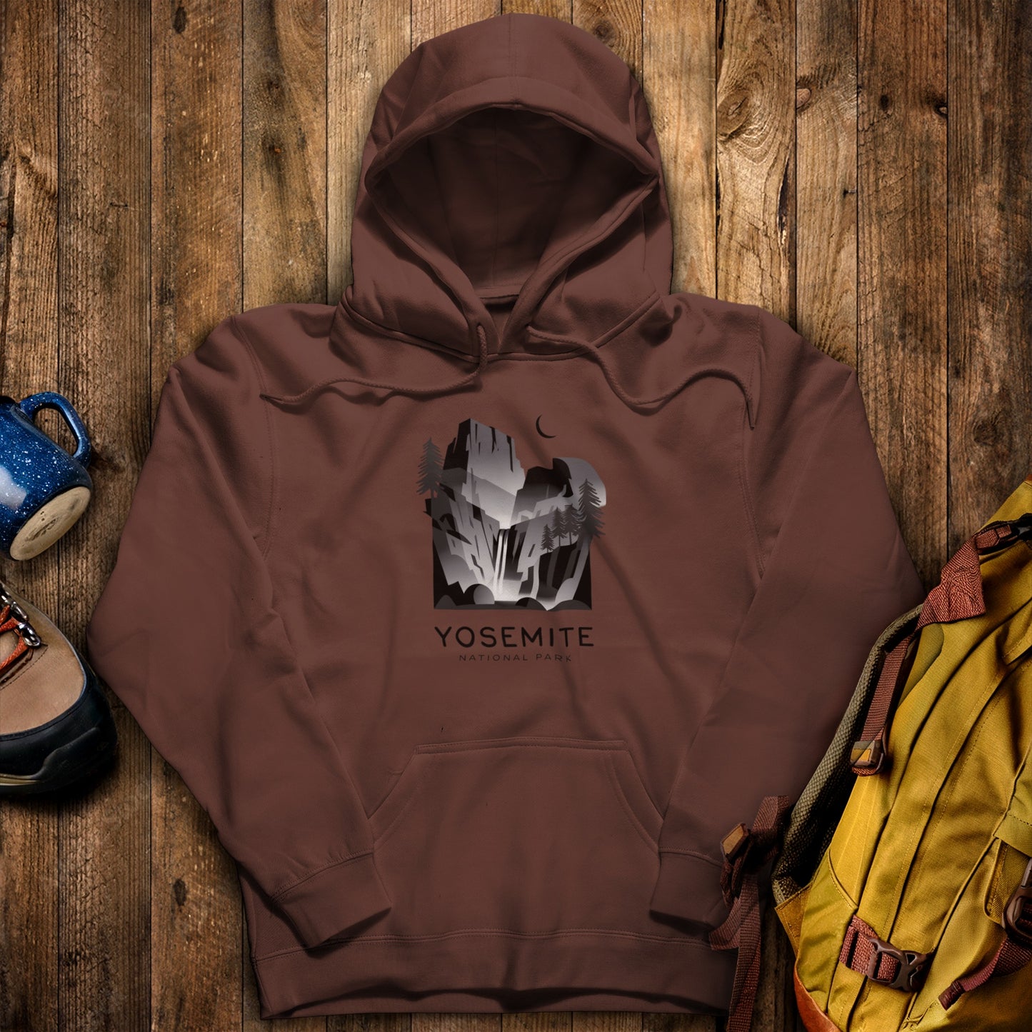 Yosemite National Park Noir Hoodie Cocoa Adventure and Outdoors Themed Hoodie