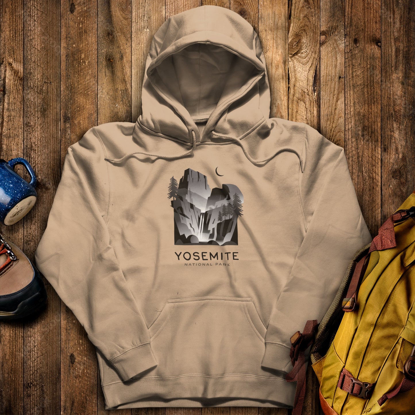 Yosemite National Park Noir Hoodie Sand Adventure and Outdoors Themed Hoodie