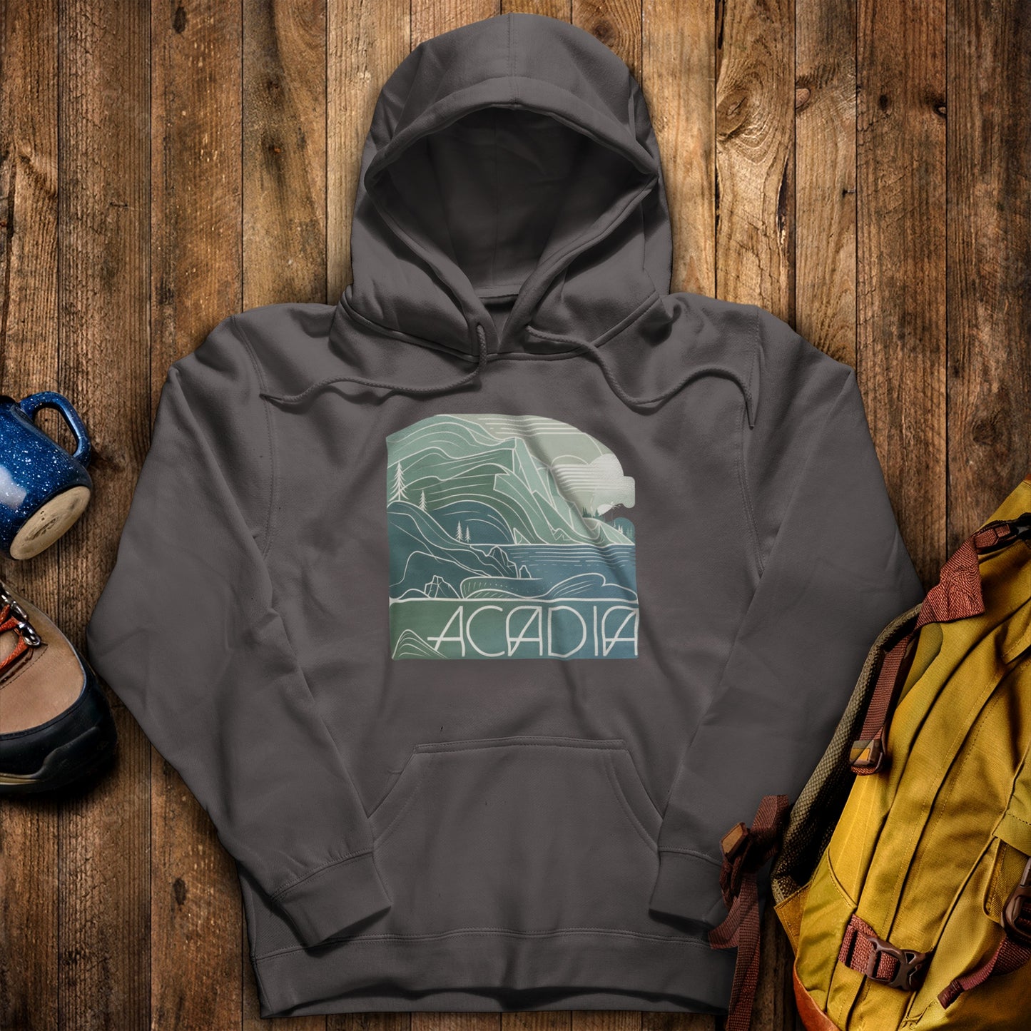 Acadia National Park Hoodie Charcoal Adventure and Outdoors Themed Hoodie