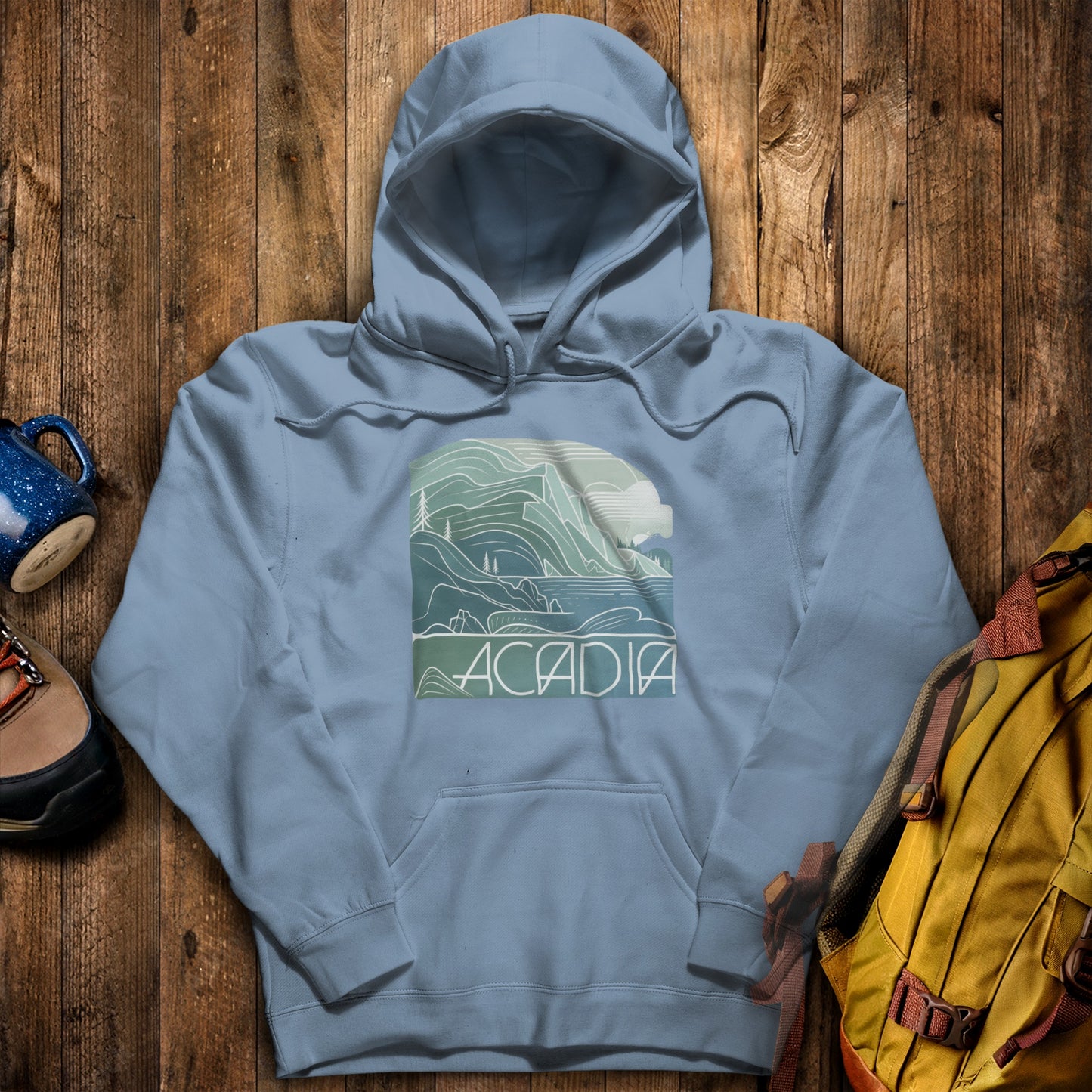 Acadia National Park Hoodie Stone Blue Adventure and Outdoors Themed Hoodie