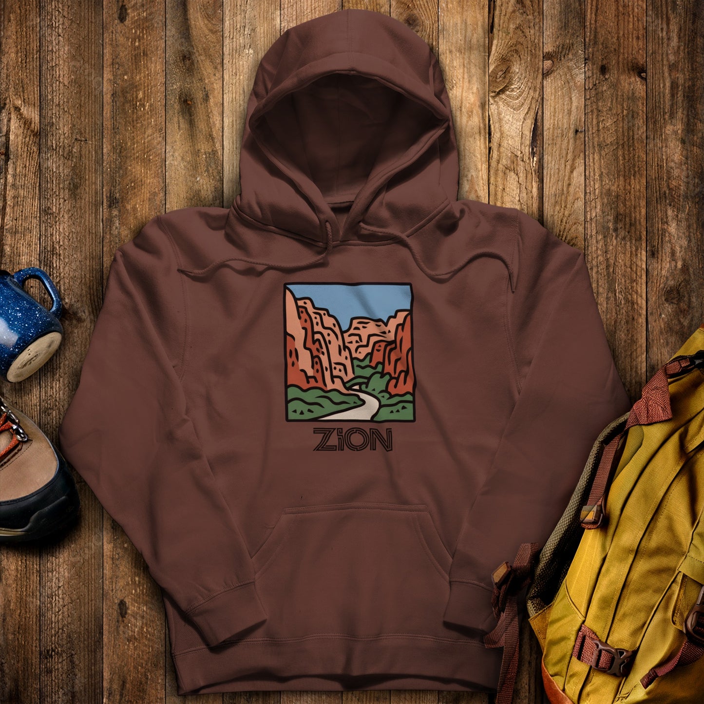 Zion National Park Hoodie Cocoa Adventure and Outdoors Themed Hoodie