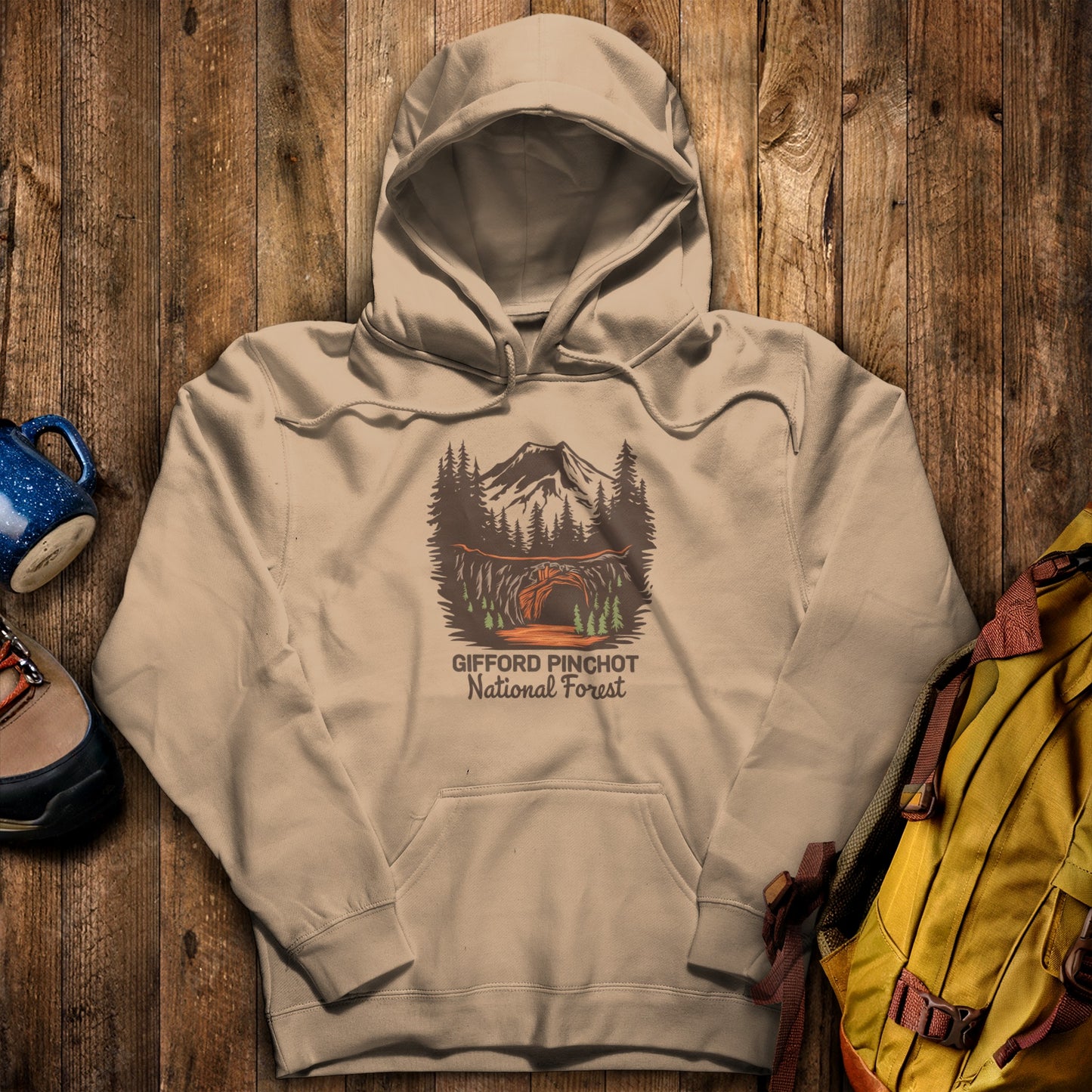 Gifford Pinchot National Forest Hoodie Sand Adventure and Outdoors Themed Hoodie