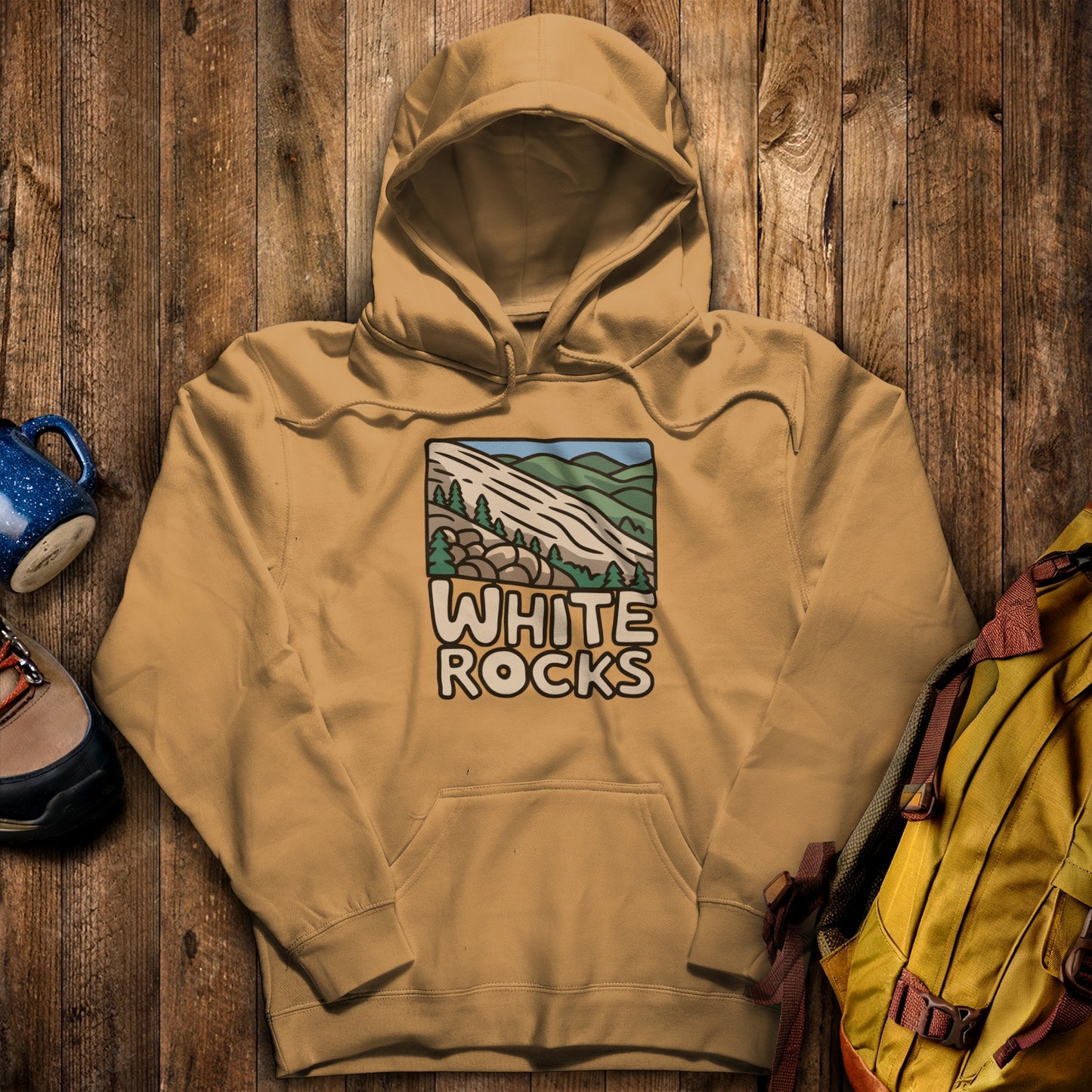 White Rocks National Recreation Area Hoodie Mustard Adventure and Outdoors Themed Hoodie
