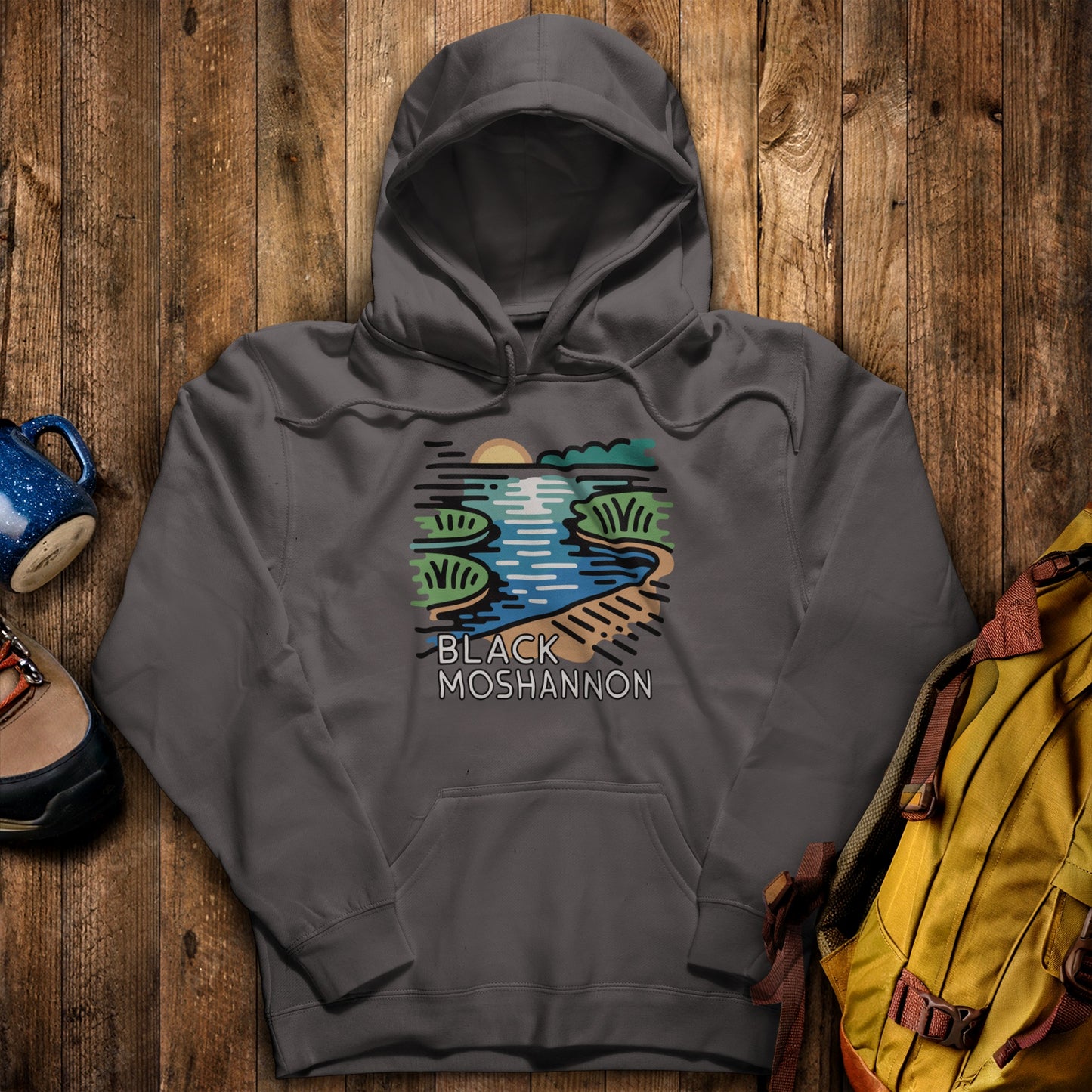 Black Moshannon State Park Hoodie Charcoal Adventure and Outdoors Themed Hoodie