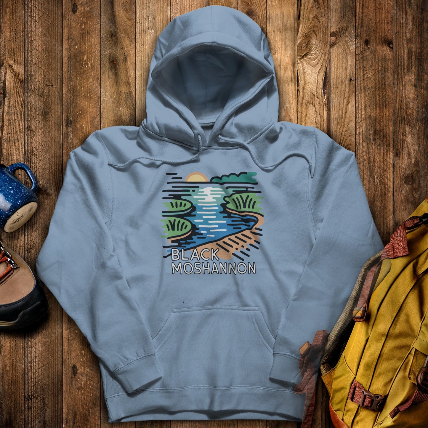 Black Moshannon State Park Hoodie Stone Blue Adventure and Outdoors Themed Hoodie