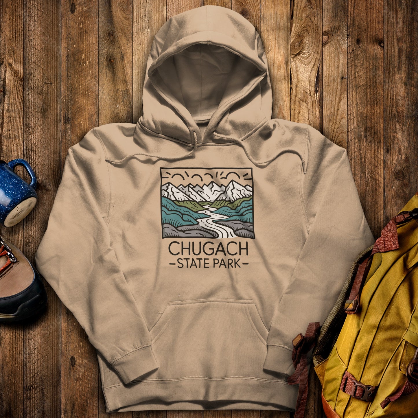 Chugach State Park Hoodie Sand Adventure and Outdoors Themed Hoodie