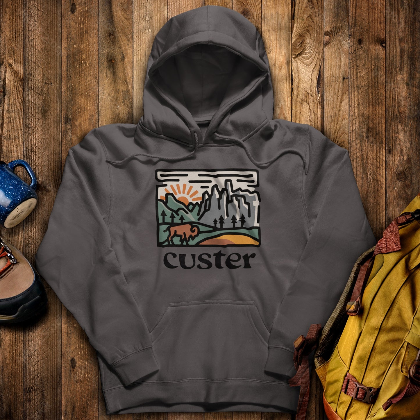 Custer State Park Hoodie Charcoal Adventure and Outdoors Themed Hoodie