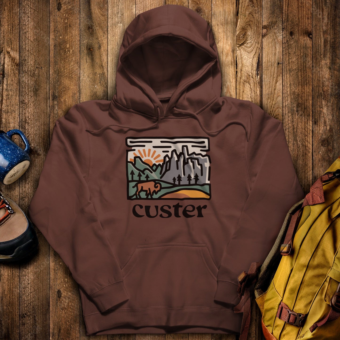 Custer State Park Hoodie Cocoa Adventure and Outdoors Themed Hoodie