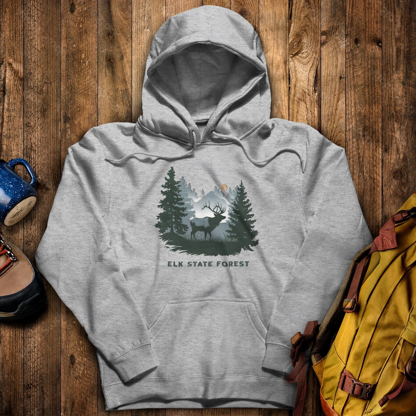 Elk State Forest Hoodie Sport Grey Adventure and Outdoors Themed Hoodie