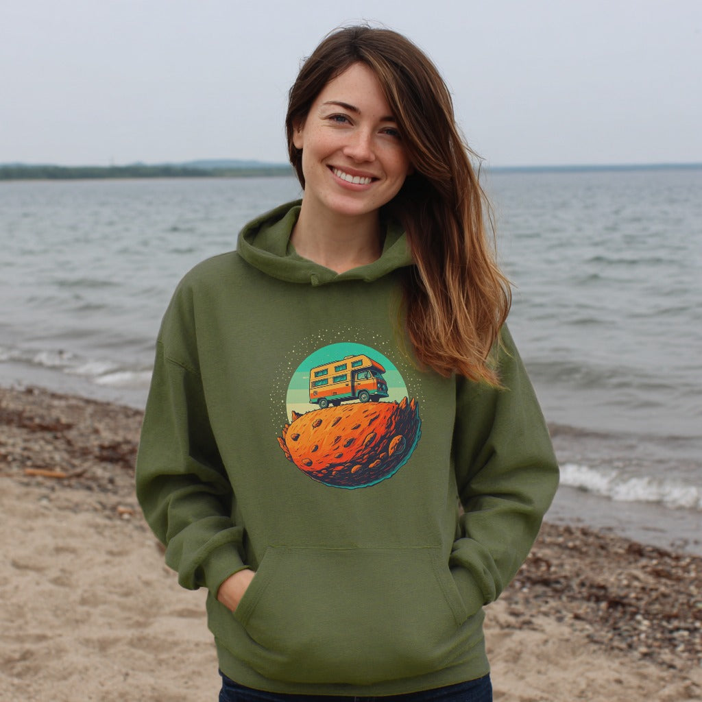 Camper Tiny Planet Hoodie Adventure and Outdoors Themed Hoodie