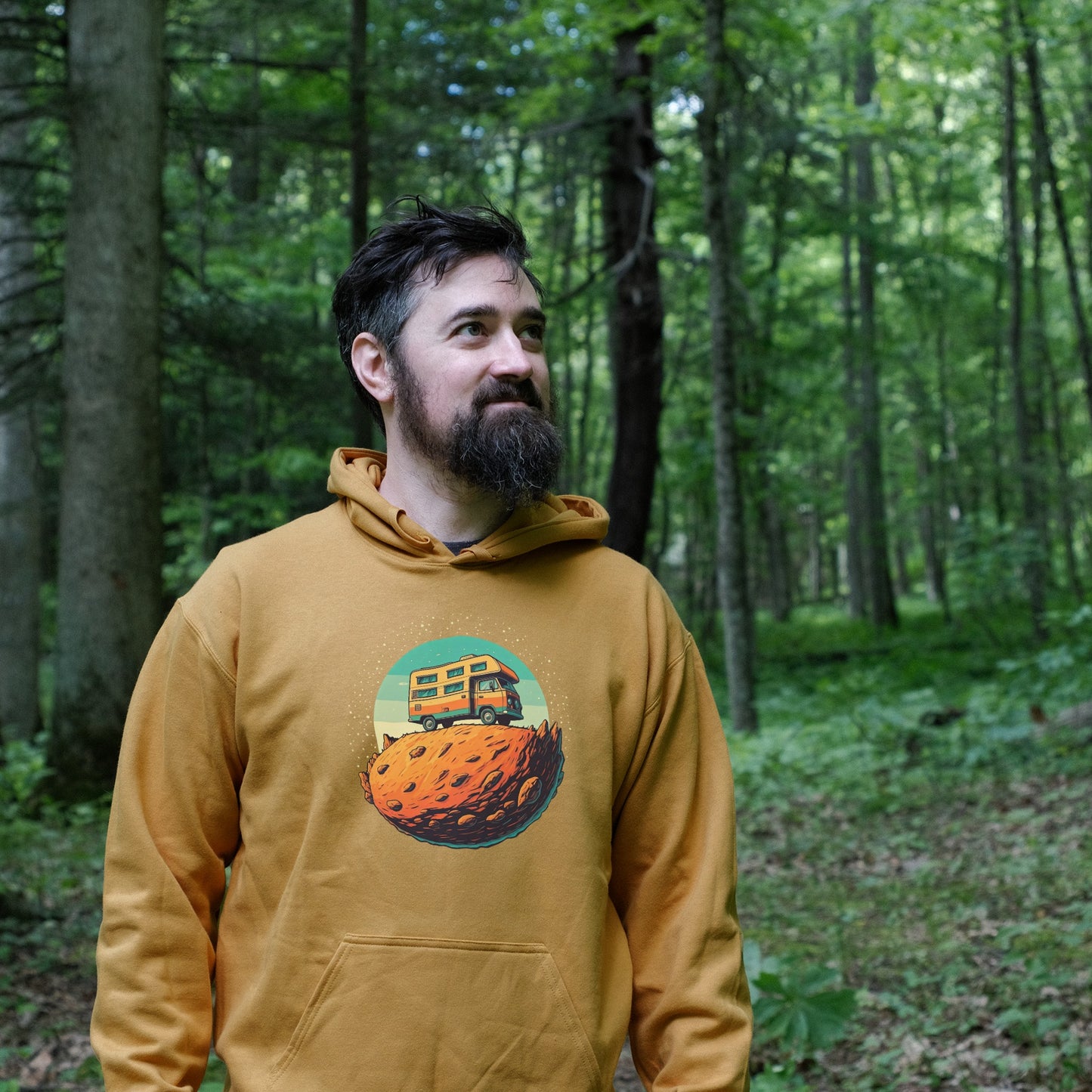 Camper Tiny Planet Hoodie Adventure and Outdoors Themed Hoodie