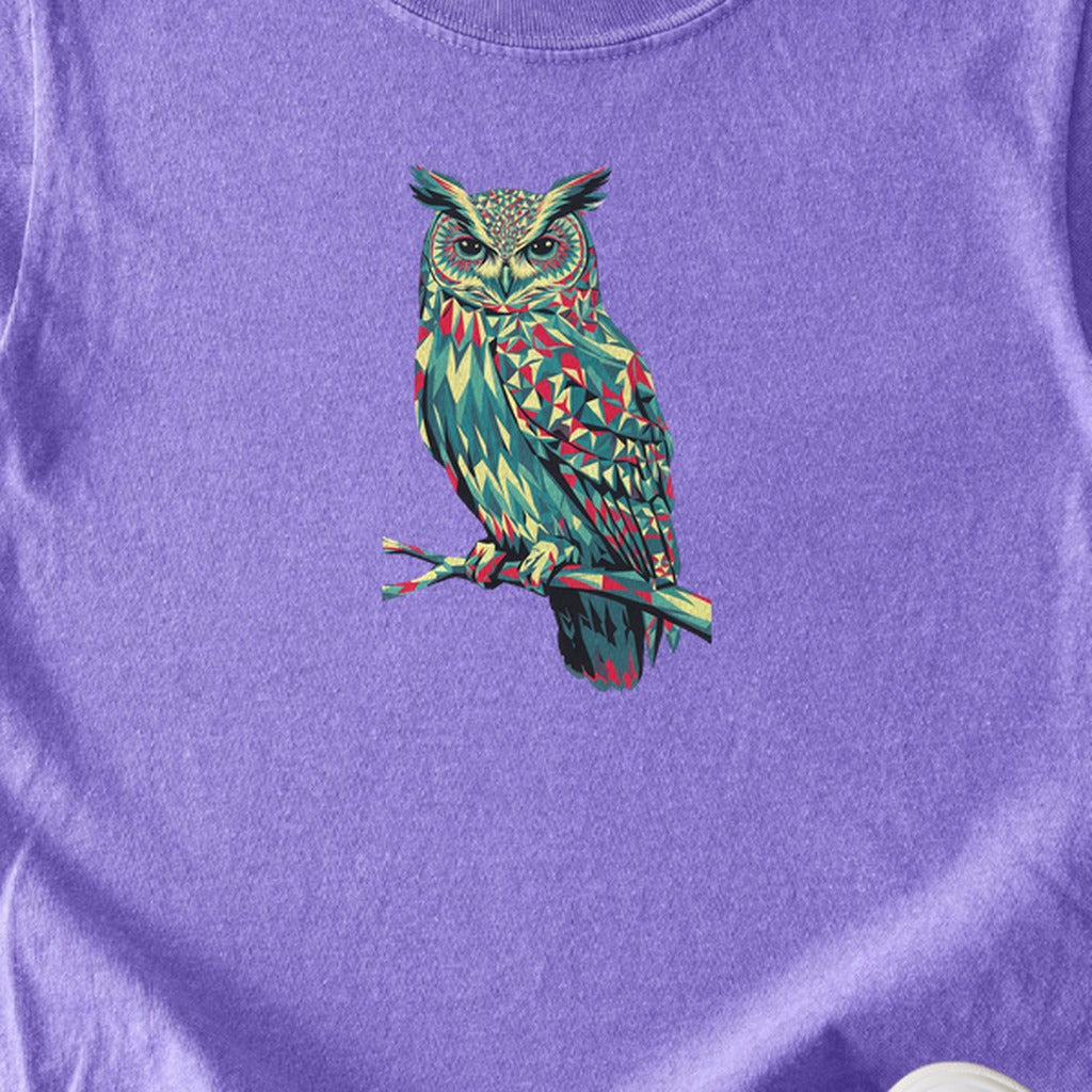 Horned Owl Mosaic Kids Cotton T-Shirt