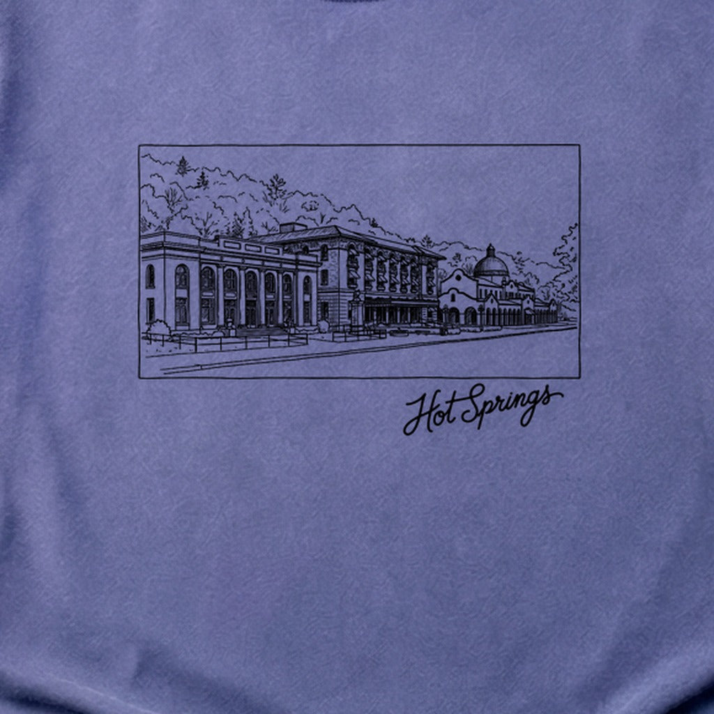 Hot Springs Line Drawing Cotton T-Shirt