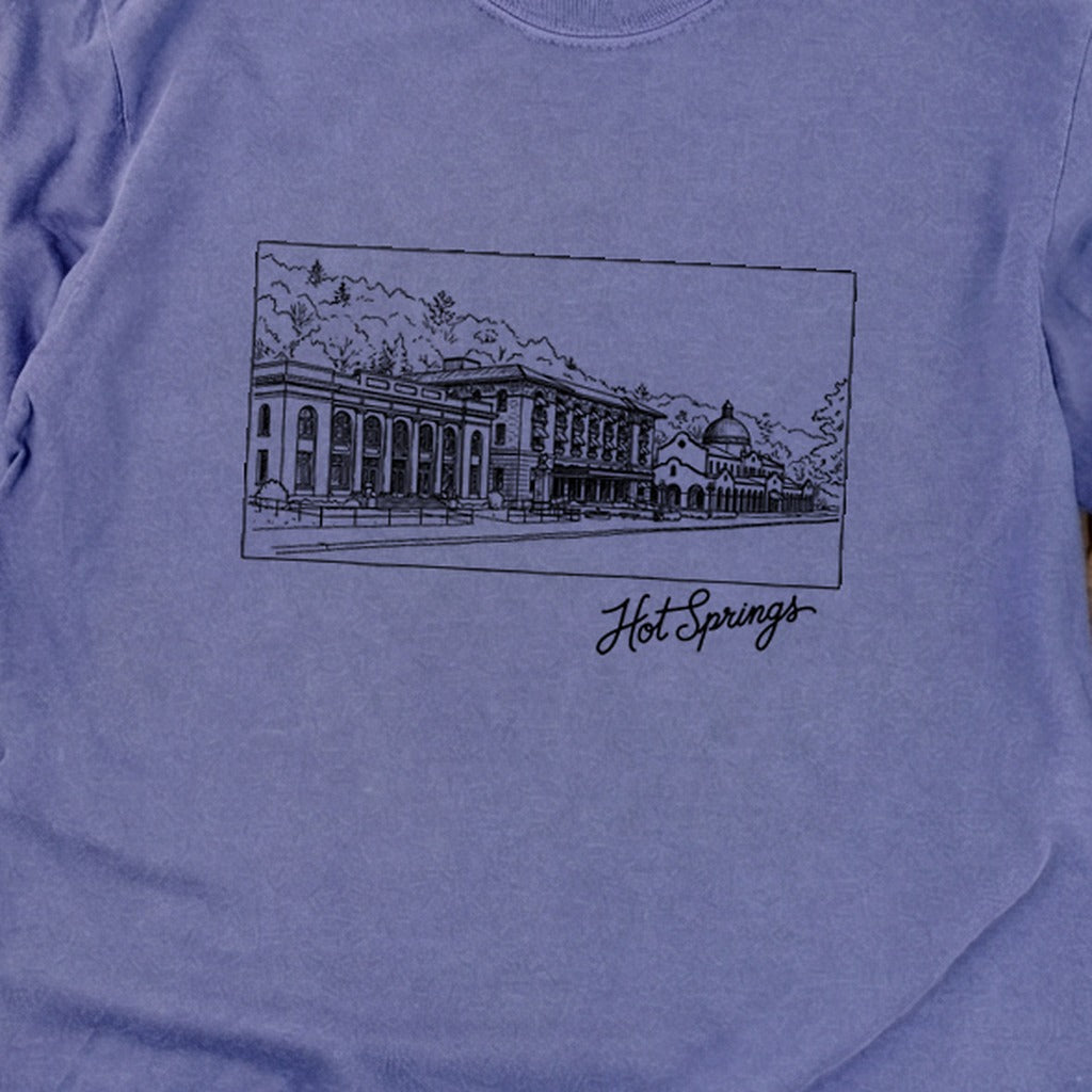 Hot Springs Line Drawing Cotton Long Sleeve
