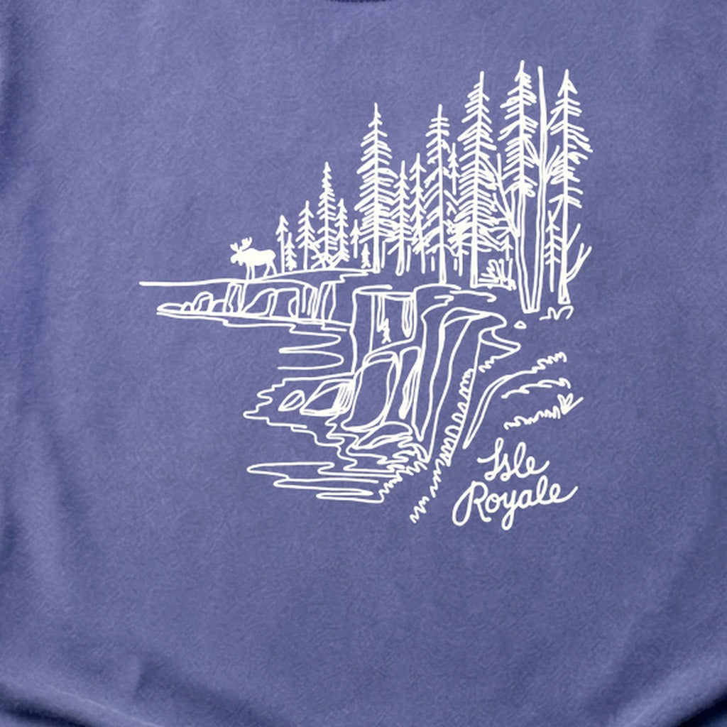 Isle Royale Line Drawing Cotton T-Shirt