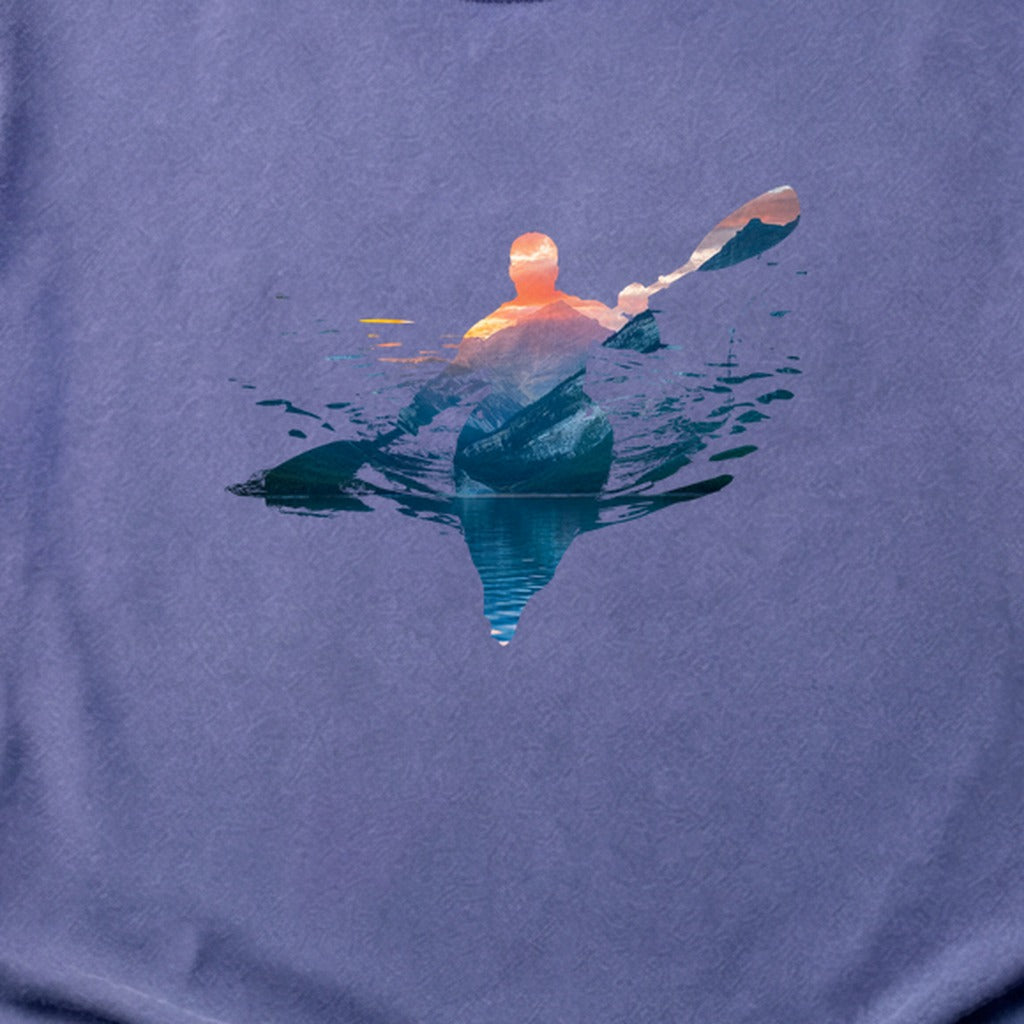Kayak Mountain Silhouette Cotton T-Shirt