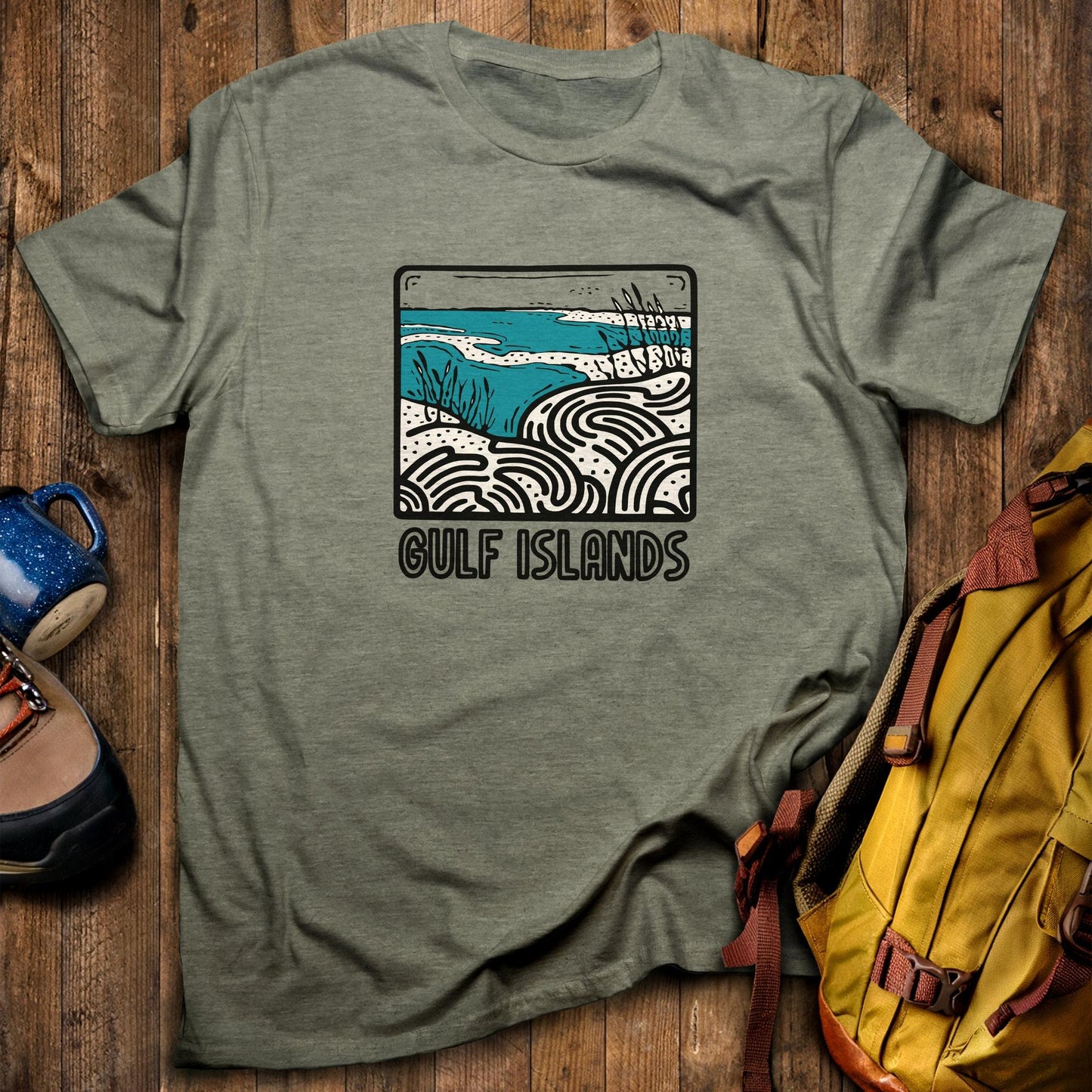 Gulf Islands National Seashore T-Shirt Heather Military Green Adventure and Outdoors Themed T-Shirt