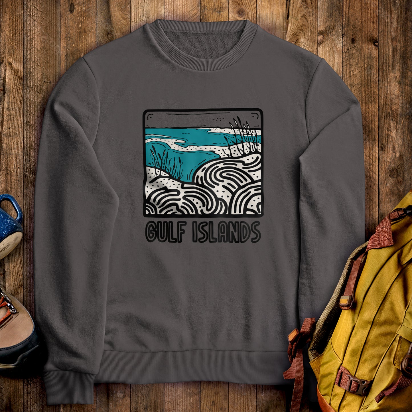 Gulf Islands National Seashore Crewneck Sweatshirt Charcoal Adventure and Outdoors Themed Sweatshirt