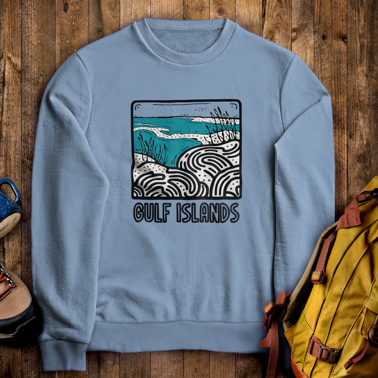 Gulf Islands National Seashore Crewneck Sweatshirt Stone Blue Adventure and Outdoors Themed Sweatshirt
