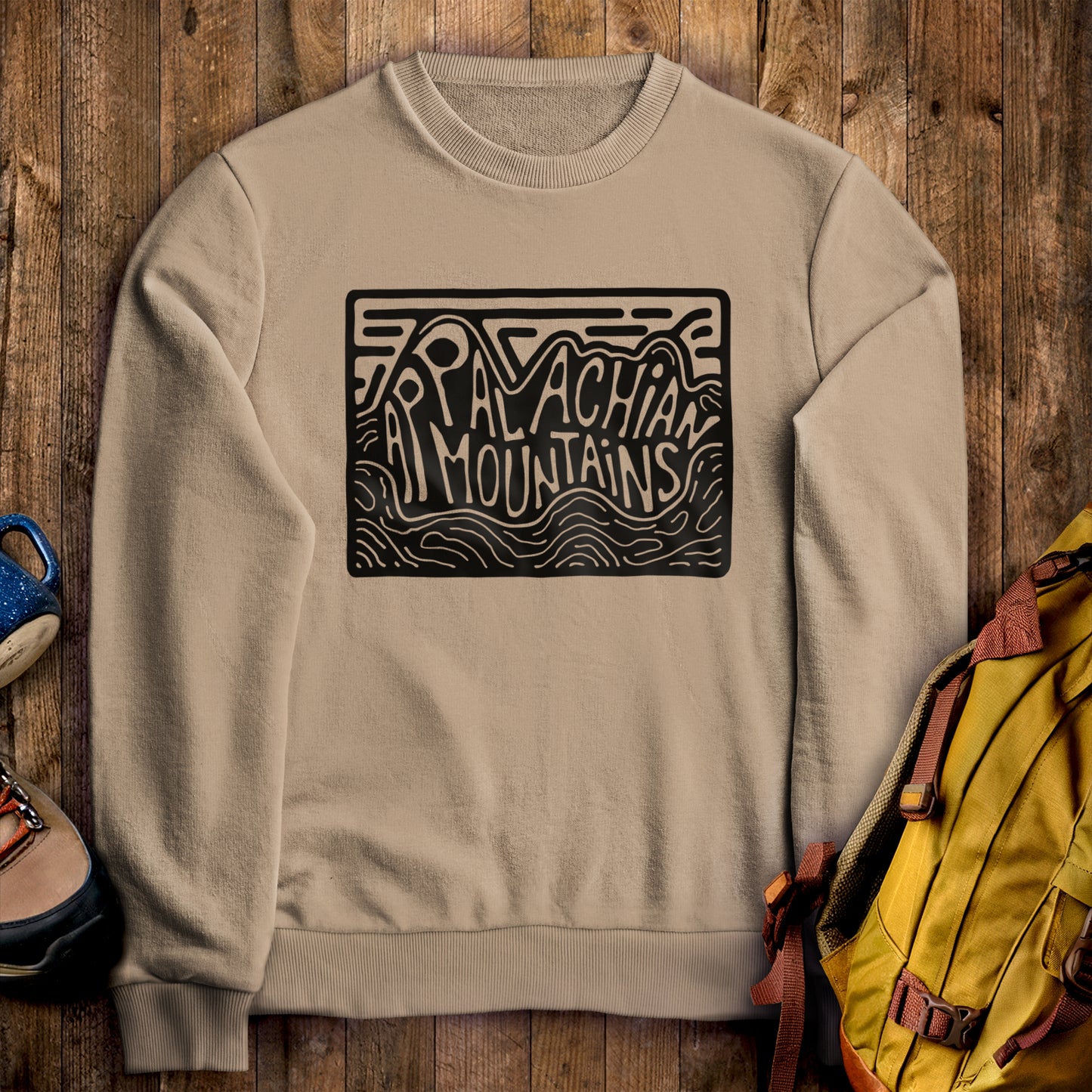 Appalachian Mountains Crewneck Sweatshirt Sand Adventure and Outdoors Themed Sweatshirt