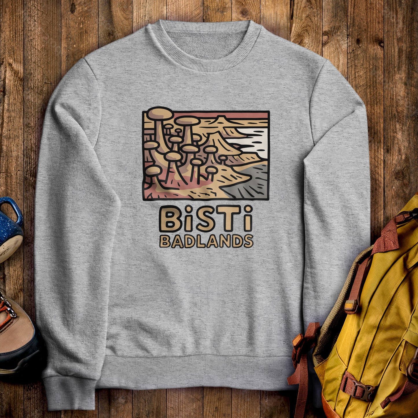 Bisti Badlands Crewneck Sweatshirt Sport Grey Adventure and Outdoors Themed Sweatshirt