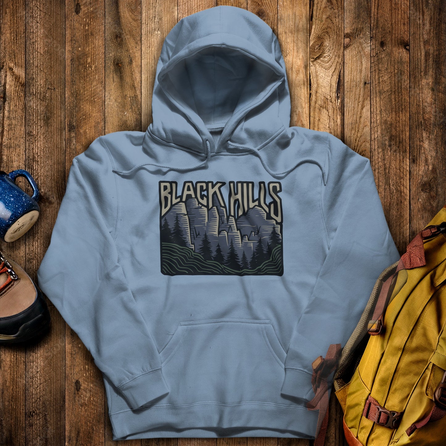 Black Hills National Forest Hoodie Stone Blue Adventure and Outdoors Themed Hoodie