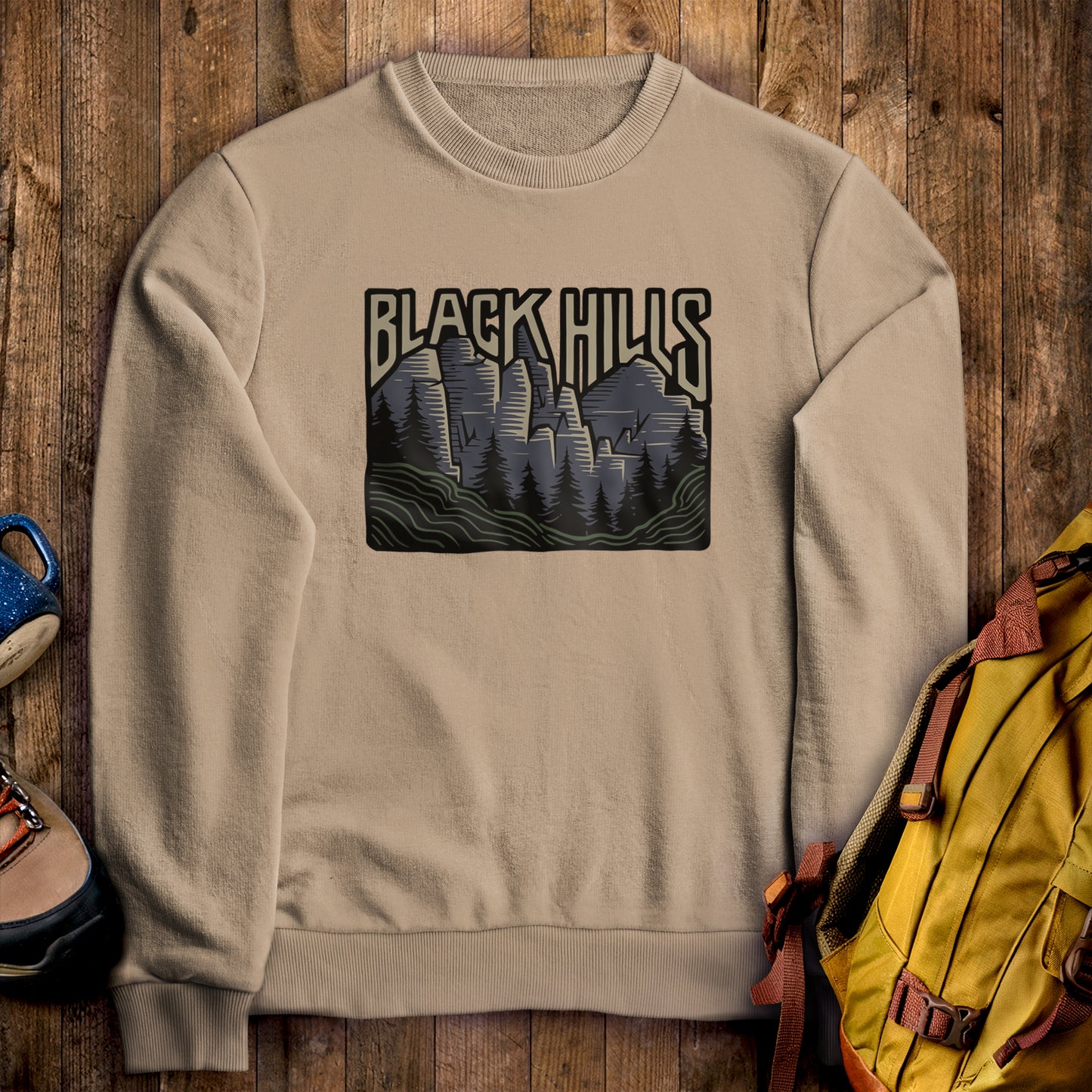 Black Hills National Forest Crewneck Sweatshirt Sand Adventure and Outdoors Themed Sweatshirt