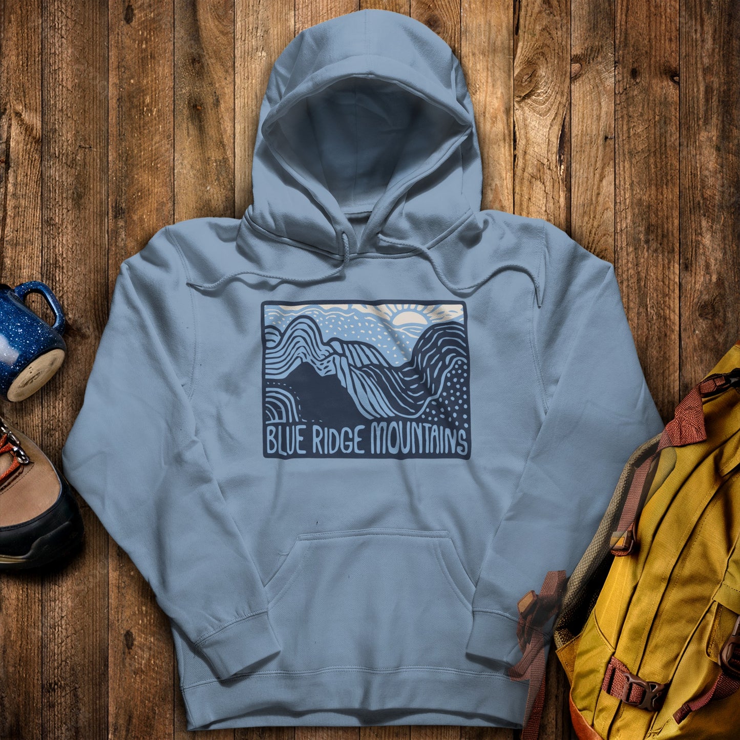 Blue Ridge Mountains Hoodie Stone Blue Adventure and Outdoors Themed Hoodie